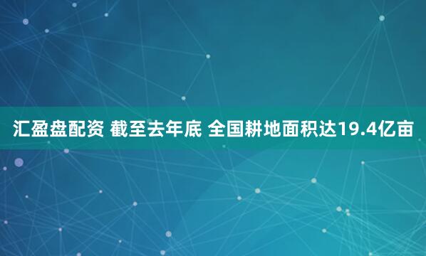 汇盈盘配资 截至去年底 全国耕地面积达19.4亿亩